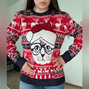 Festive Red Cat Sweater